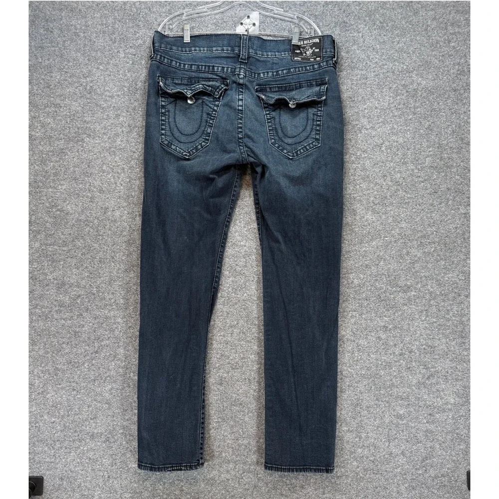 True Religion Geno Jeans Mens 38x31 Blue Relaxed Slim Flap Pocket Stretch Denim